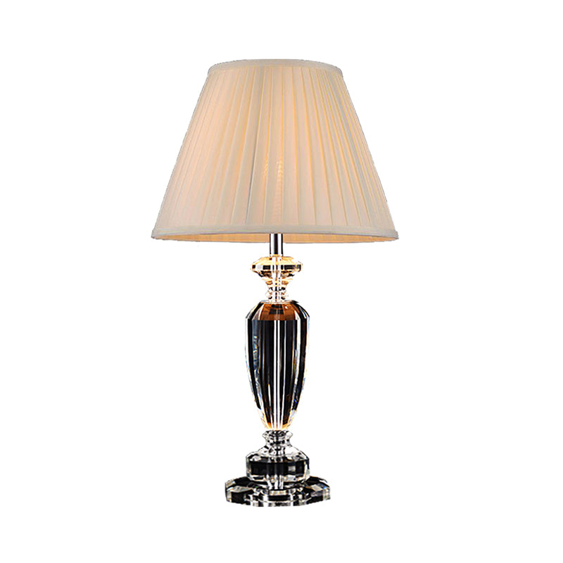 1 tête de salon de bureau lampe moderne Éclairage de tâche beige avec une teinte en tissu fustile large