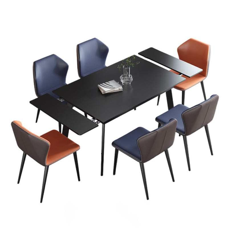 Industrial Rectangle Shape Table Black Sintered Stone Dining Table with 4 Legs Base