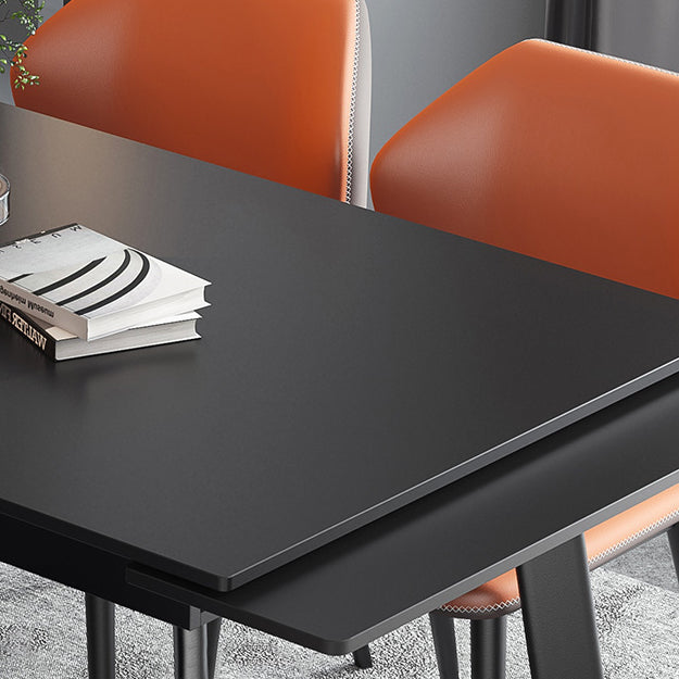 Industrial Rectangle Shape Table Black Sintered Stone Dining Table with 4 Legs Base