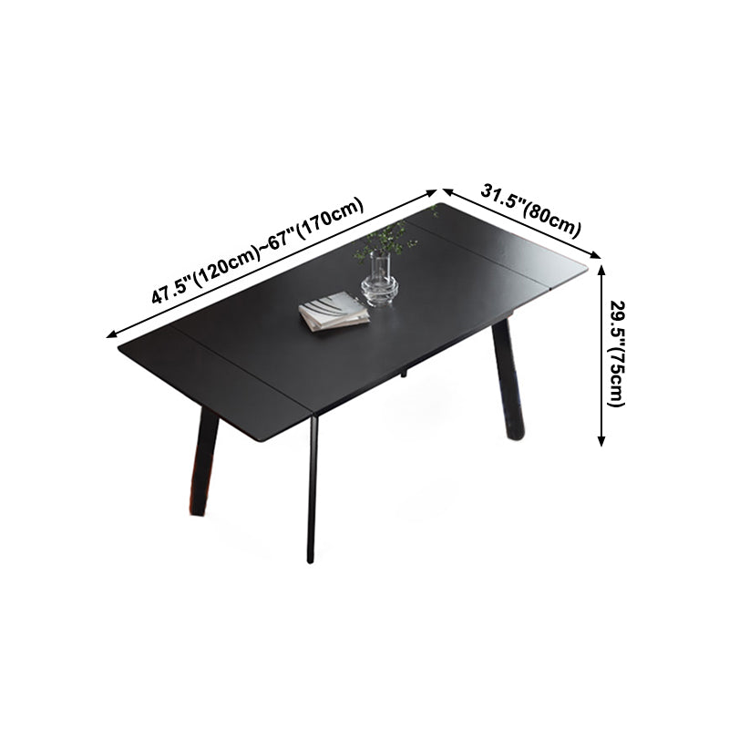 Industrial Rectangle Shape Table Black Sintered Stone Dining Table with 4 Legs Base