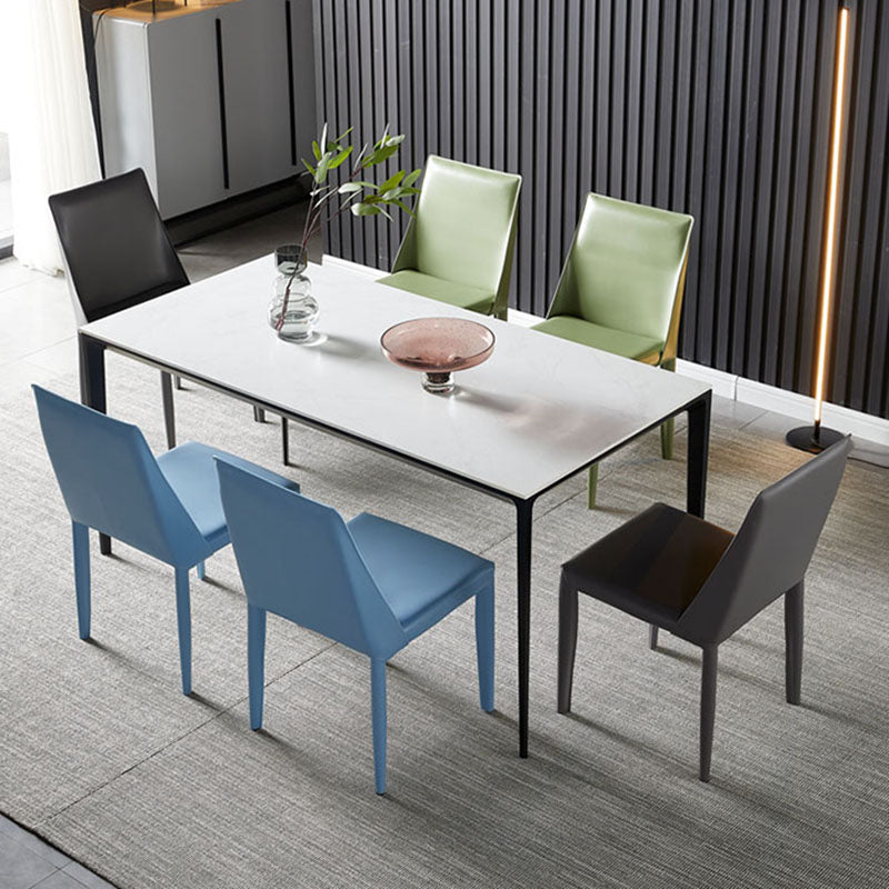 Chaises de salle à manger en cuir de style moderne, chaises latérales à dossier solide sans accoudoirs pour la cuisine