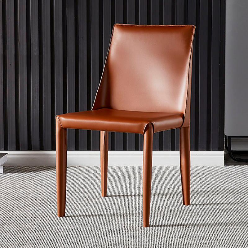 Chaises de salle à manger en cuir de style moderne, chaises latérales à dossier solide sans accoudoirs pour la cuisine