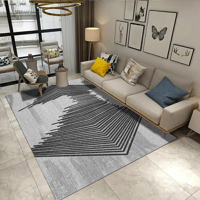 Brown Stripe Rug Polyester Simple Rug Non-Slip Backing Rug for Home Decor