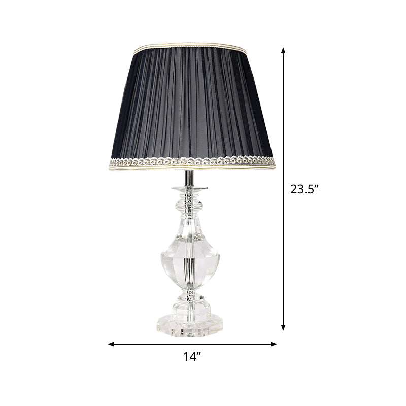 Tâche en forme d'urn Lumière contemporaine de cristal à main 1 tête petite lampe de bureau en noir