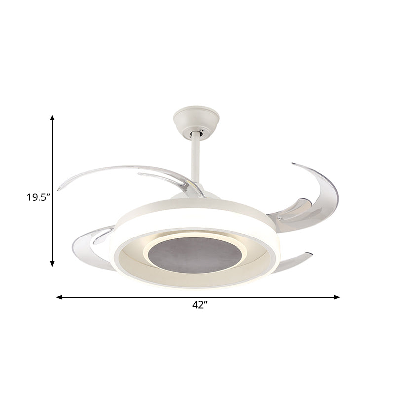 Éventail de ventilateur de pendentif à LED blanc de 42 "Légneur de pendentif à LED de large