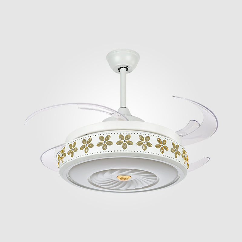 Cercle de lampe à fans blanc métallique LED 42 "LECONS DE PLADIER MODIFICATIVE MODERNE MODERNI