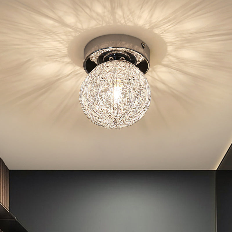 Einfache 1 Glühbirnenleuchte Beleuchtung mit Metallschatten weißer handgewebter Globus/Blatt Deckenhalterlampe