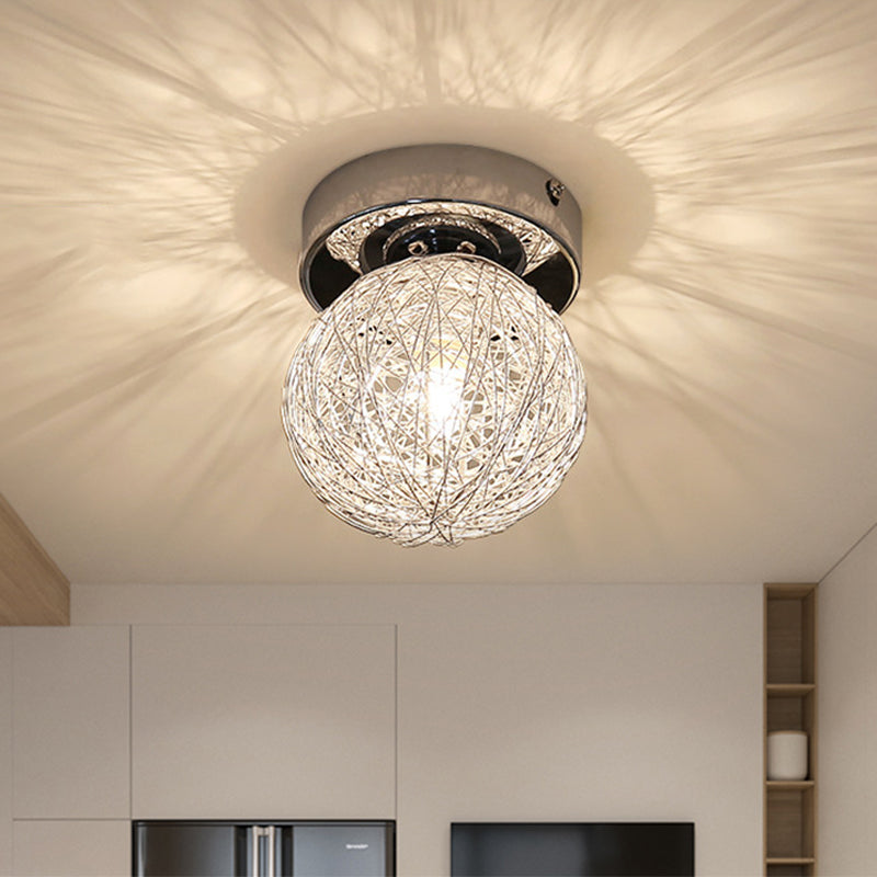 Einfache 1 Glühbirnenleuchte Beleuchtung mit Metallschatten weißer handgewebter Globus/Blatt Deckenhalterlampe