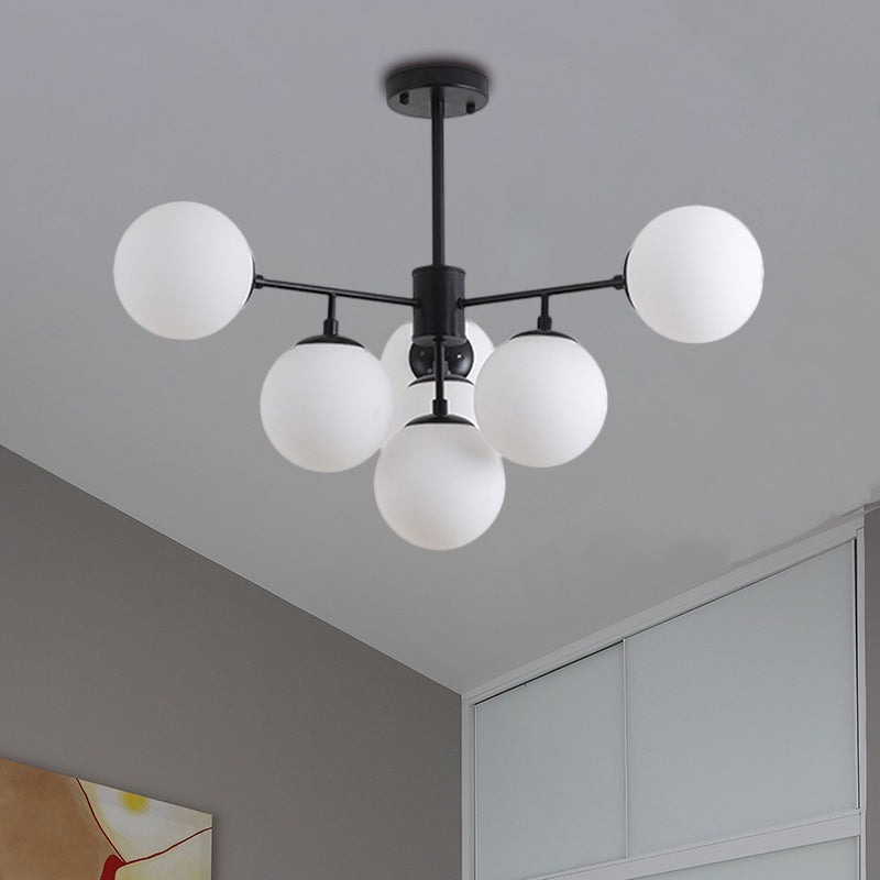 Black/Gold Branch Chandelier Modern 7/9/11-Light Iron Ceiling Pendant with White Glass Ball Shade