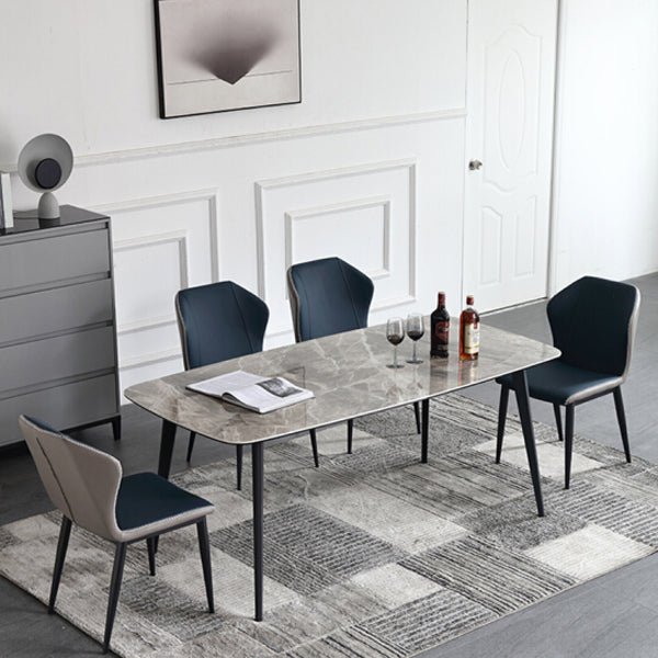 Sintered Stone Dining Table Simplicity Style 4 Legs Carbon Steel Base Rectangle Table for Home