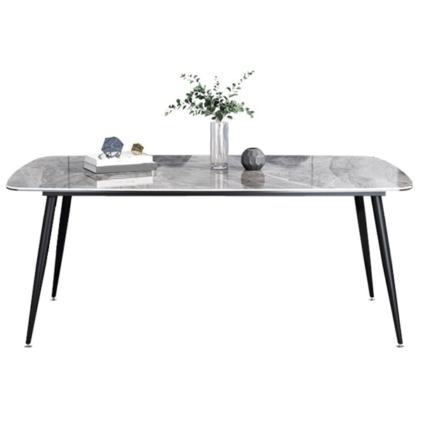Sintered Stone Dining Table Simplicity Style 4 Legs Carbon Steel Base Rectangle Table for Home