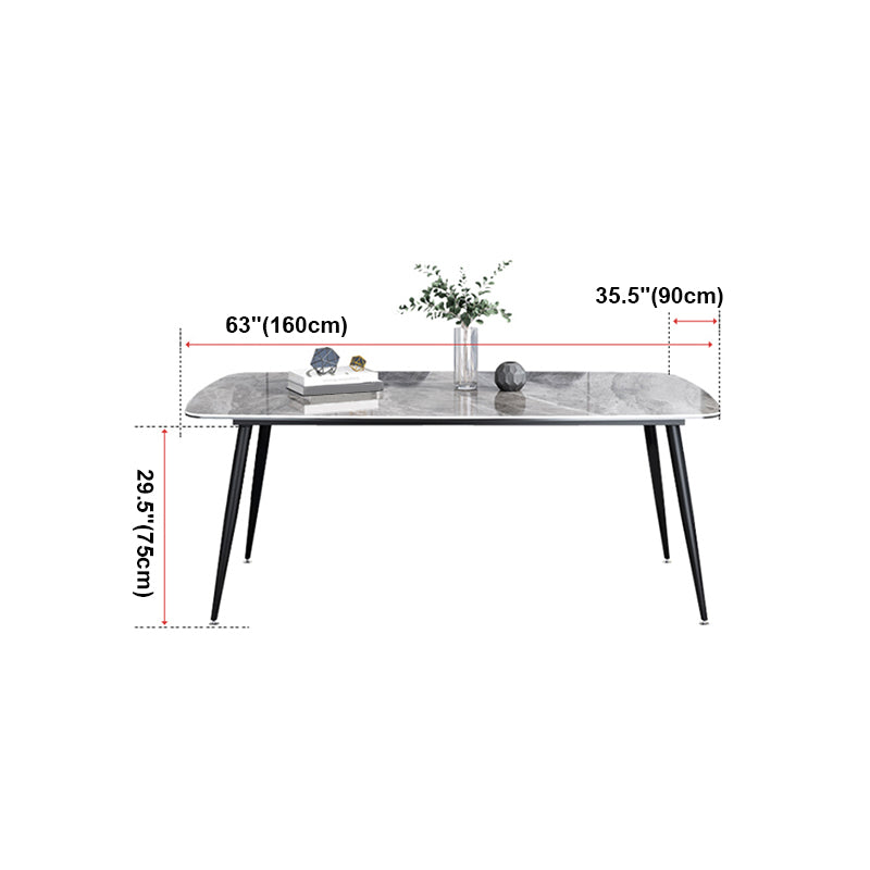 Sintered Stone Dining Table Simplicity Style 4 Legs Carbon Steel Base Rectangle Table for Home