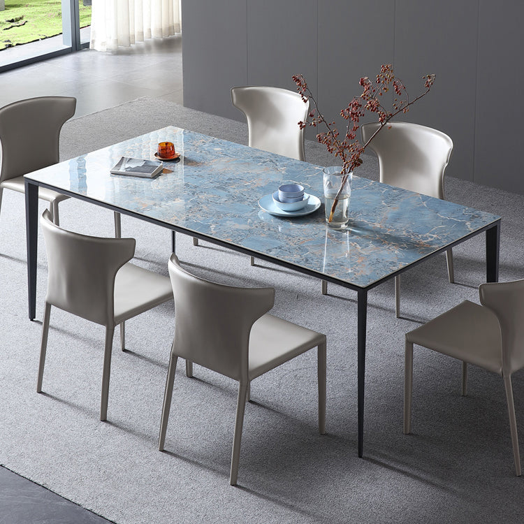 Einfacher Stil gesinterte Stein Tabelle 4 Beine Luftfahrt Aluminium Basis Rechtecktisch für Zuhause
