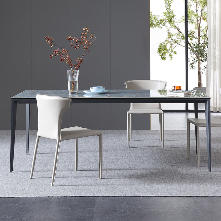 Einfacher Stil gesinterte Stein Tabelle 4 Beine Luftfahrt Aluminium Basis Rechtecktisch für Zuhause