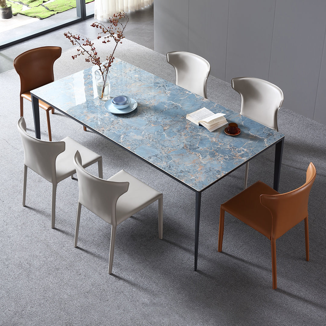 Einfacher Stil gesinterte Stein Tabelle 4 Beine Luftfahrt Aluminium Basis Rechtecktisch für Zuhause