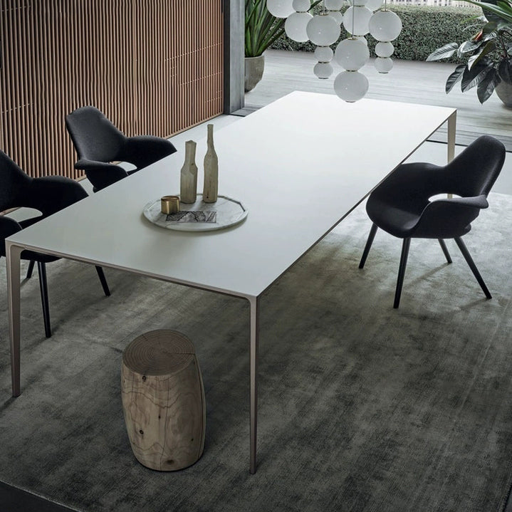 Modern Style Sintered Stone Table 4 Legs Aviation Aluminum Base Rectangle Table for Home