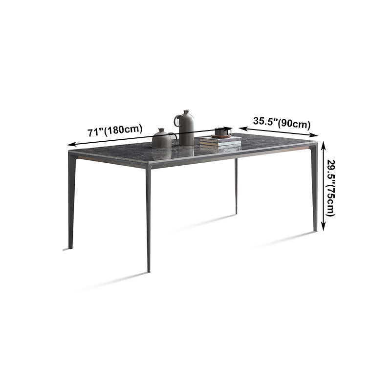 Simple Style Sintered Stone Table 4 Legs Aluminum Base Rectangle Table for Home