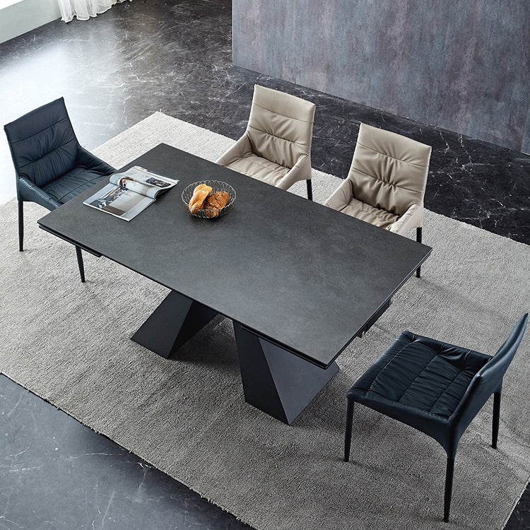 Mesa de comedor gris de estilo moderno Mesa de comedor de piedra sinterizada con marco negro