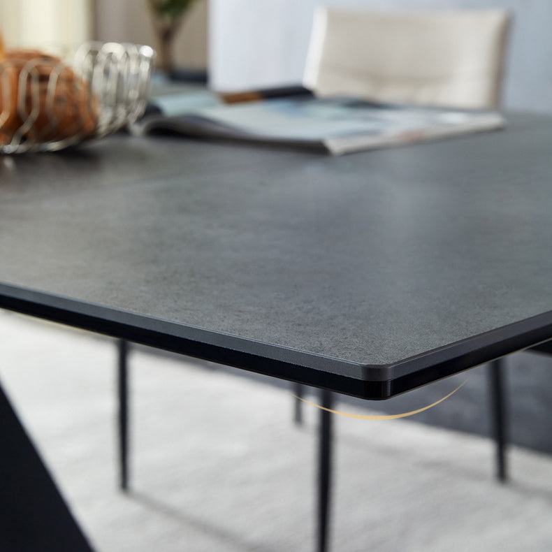 Mesa de comedor gris de estilo moderno Mesa de comedor de piedra sinterizada con marco negro
