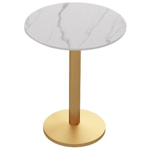 Traditional Luxury Dining Table White Sintered Stone Table with Gold Metal Base