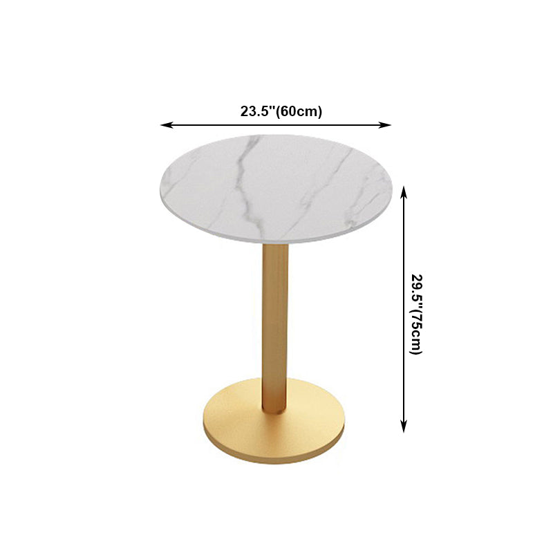 Traditional Luxury Dining Table White Sintered Stone Table with Gold Metal Base