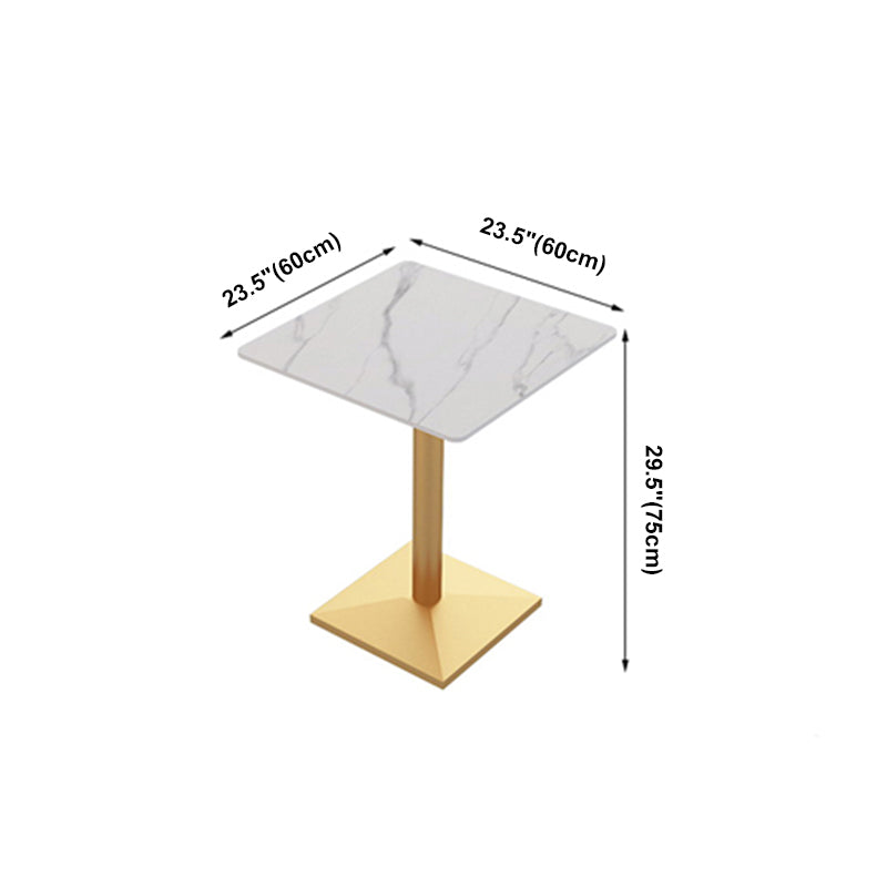 Traditional Luxury Dining Table White Sintered Stone Table with Gold Metal Base