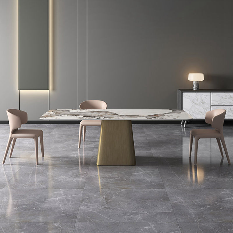 Modern Style Rectangle Dining Table Sintered Stone Pedestal Dining Table for Home Use