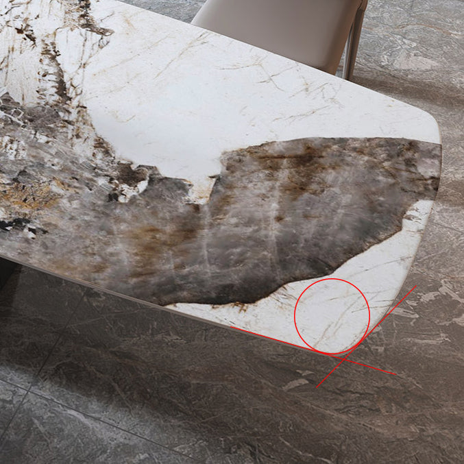 Modern Style Rectangle Dining Table Sintered Stone Pedestal Dining Table for Home Use