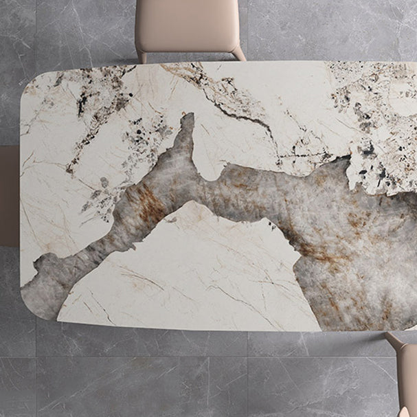 Modern Style Rectangle Dining Table Sintered Stone Pedestal Dining Table for Home Use