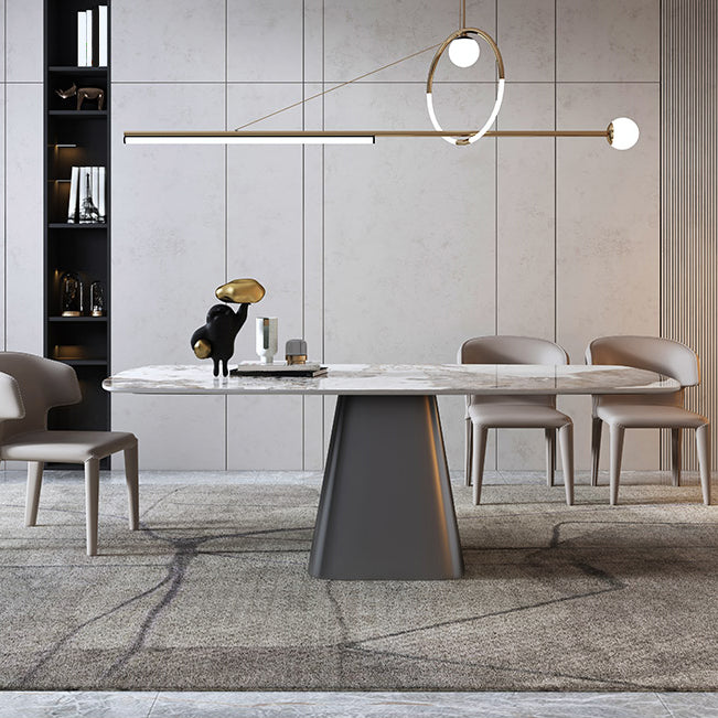 Modern Style Rectangle Dining Table Sintered Stone Pedestal Dining Table for Home Use