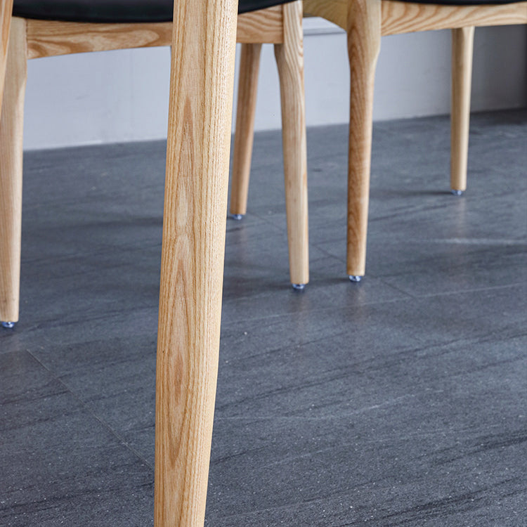 Mesa de comedor contemporánea rectángulo Mesa de piedra sinterizada blanca con base de madera maciza de cenizas