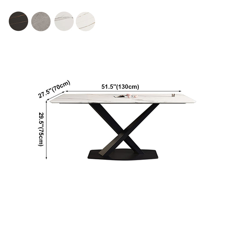 Mesa de comedor de estilo moderno Mesa de comedor de piedra sinterizada con marco negro para uso en el hogar