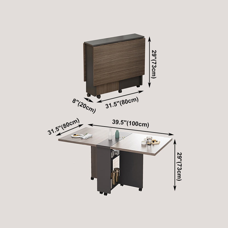 39.4''l Rectangular de mediados de siglo Modern de comedor Mesa de hoja caída para el hogar (solo mesa)