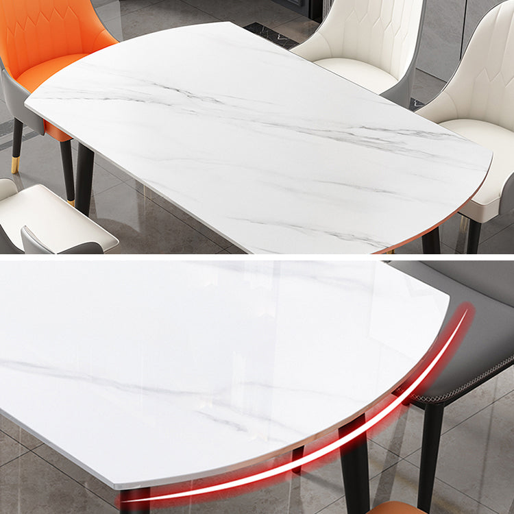 Mesa de comedor tradicional redonda de piedra sinterizada con 4 patas negras