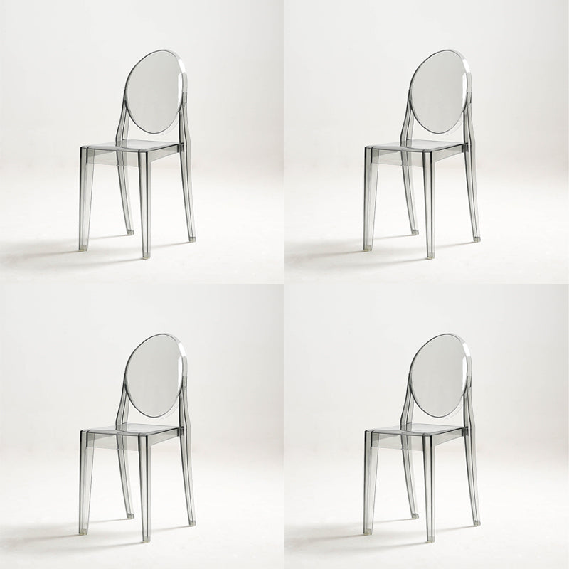 Chaise de salle à manger sans accoudoirs en plastique Chaises d'appoint à dossier ouvert pour la maison (Ensemble de 4)