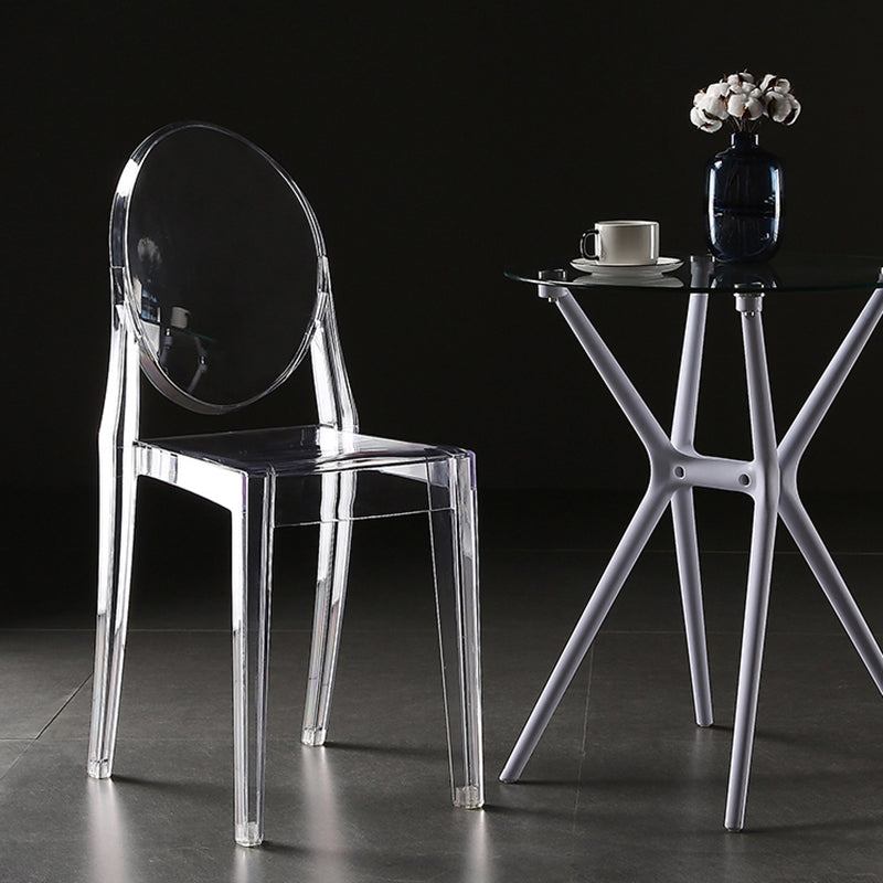 Silla de comedor de plástico sin brazos, sillas laterales de comedor con respaldo abierto para el hogar (juego de 4)