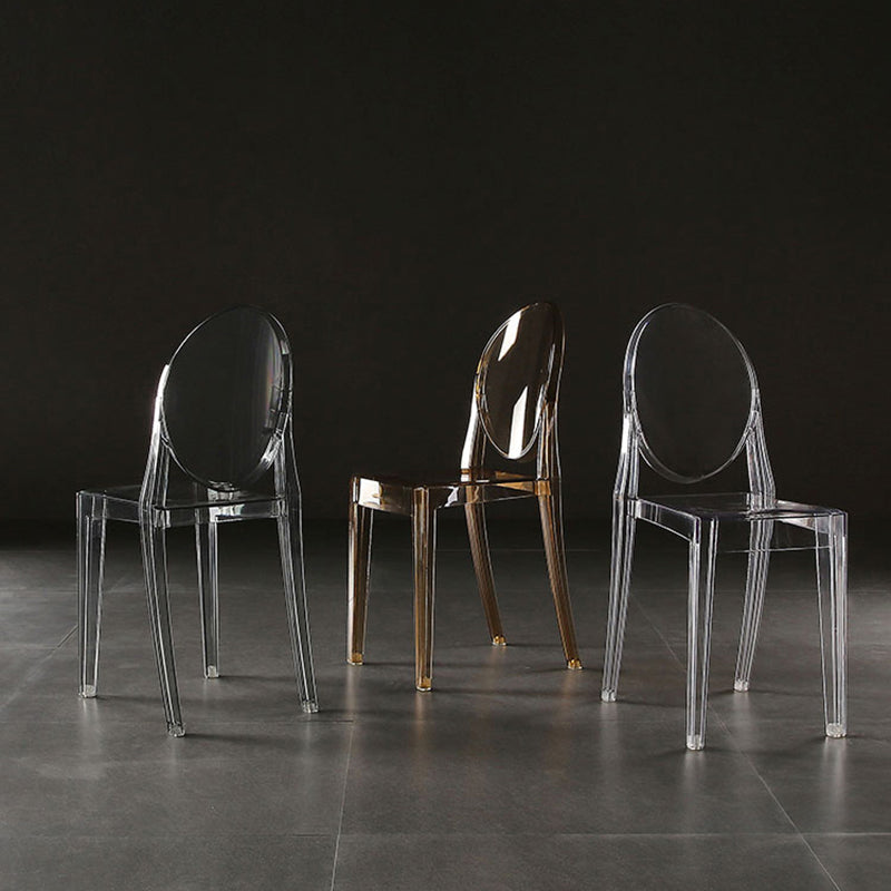 Silla de comedor de plástico sin brazos, sillas laterales de comedor con respaldo abierto para el hogar (juego de 4)