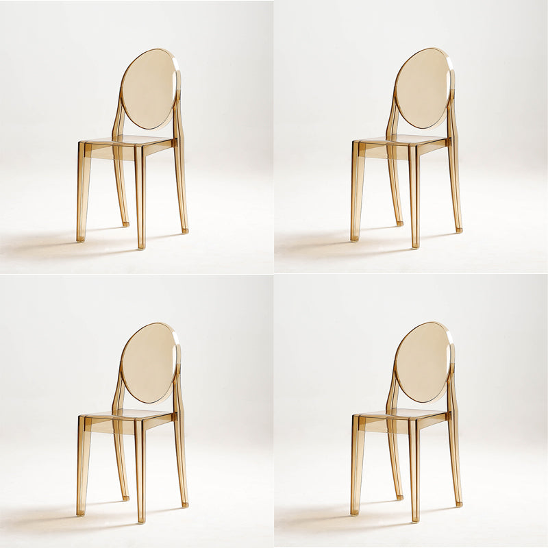 Chaise de salle à manger sans accoudoirs en plastique Chaises d'appoint à dossier ouvert pour la maison (Ensemble de 4)