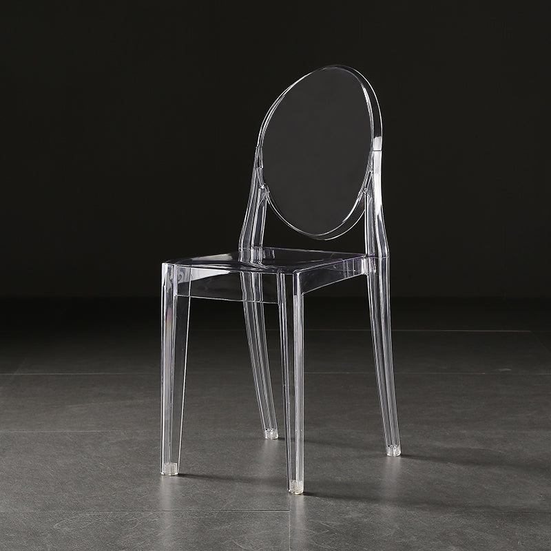 Silla de comedor de plástico sin brazos, sillas laterales de comedor con respaldo abierto para el hogar (juego de 4)