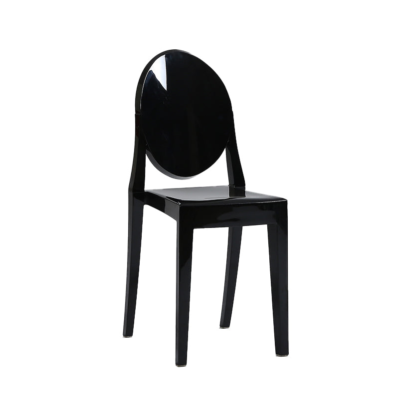 Silla de comedor de plástico sin brazos, sillas laterales de comedor con respaldo abierto para el hogar (juego de 4)
