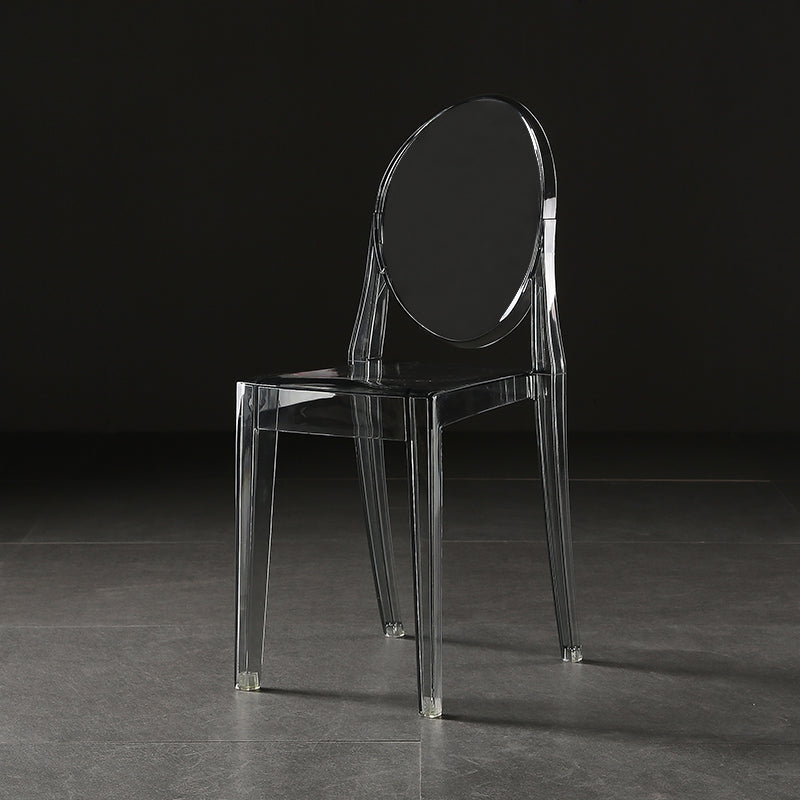 Silla de comedor de plástico sin brazos, sillas laterales de comedor con respaldo abierto para el hogar (juego de 4)