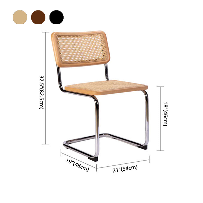 Silla lateral contemporánea de metal de ratán, silla lateral de comedor sin brazos con respaldo abierto