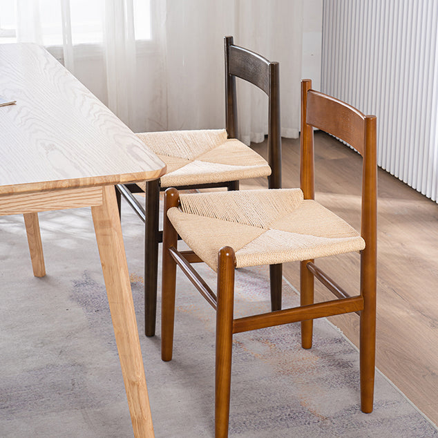 Silla de comedor de madera de estilo escandinavo, silla lateral de comedor con respaldo abierto para Patio