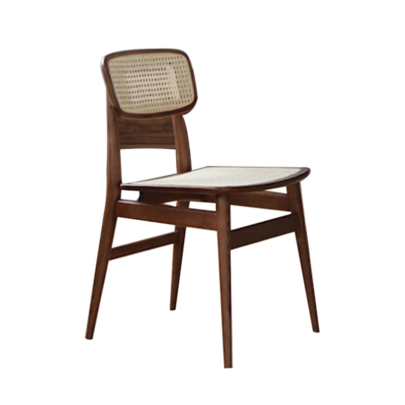 Chaise de salle à manger de style scandinave en bois et rotin, chaise d'appoint à dossier ouvert pour salle à manger
