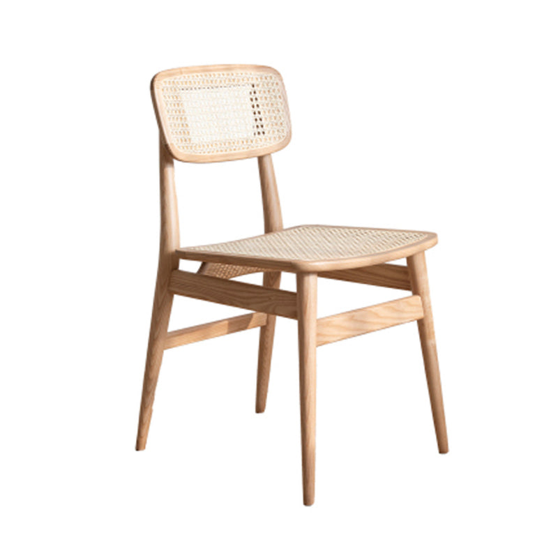Chaise de salle à manger de style scandinave en bois et rotin, chaise d'appoint à dossier ouvert pour salle à manger