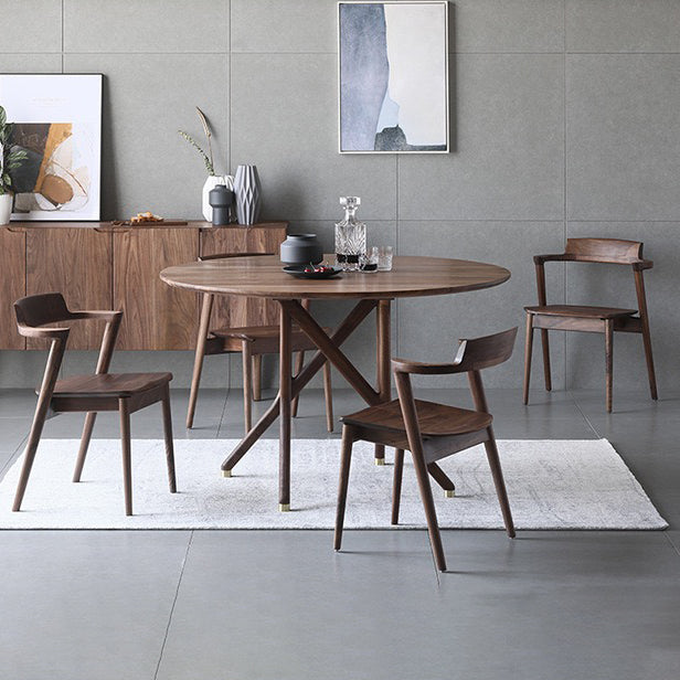 Inicio Silla de comedor de madera de estilo escandinavo Silla auxiliar de comedor con respaldo abierto y brazo