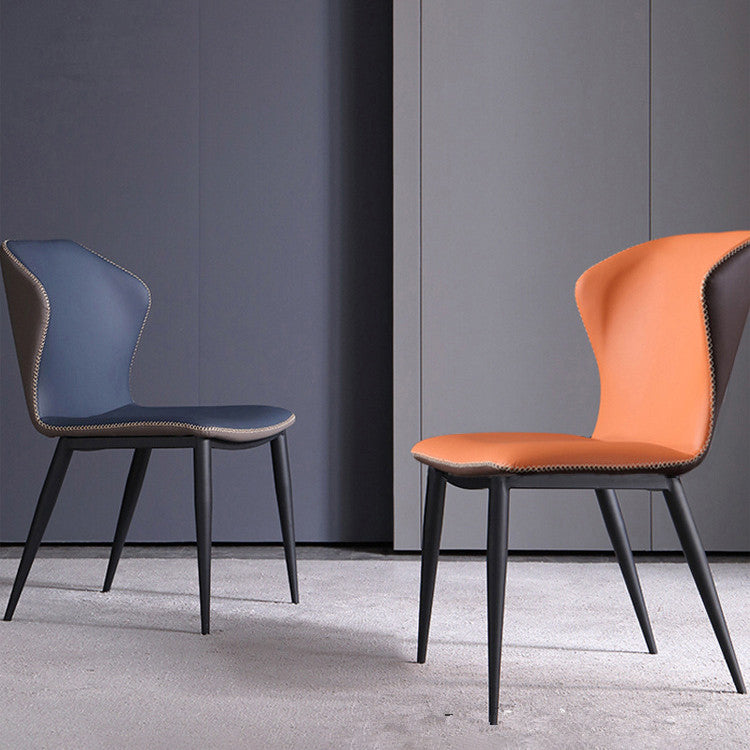 Silla sin brazos de comedor de metal contemporáneo, silla Wingback Parsons para uso doméstico