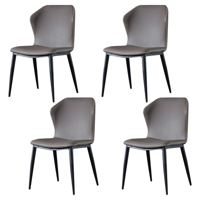 Silla sin brazos de comedor de metal contemporáneo, silla Wingback Parsons para uso doméstico