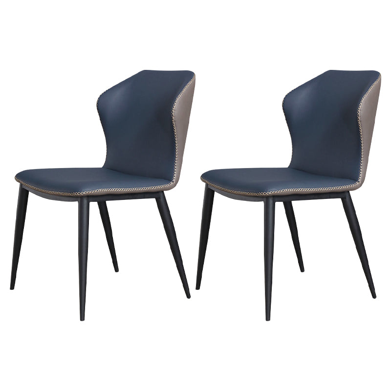 Chaise de salle à manger contemporaine en métal sans accoudoirs, chaise Parsons à oreilles pour usage domestique