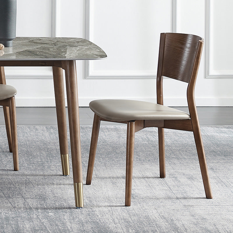 Silla lateral de madera maciza para restaurante contemporáneo, silla de comedor con respaldo abierto natural